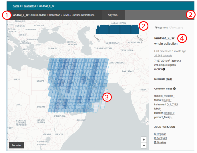 The DE Africa Metadata Explorer.