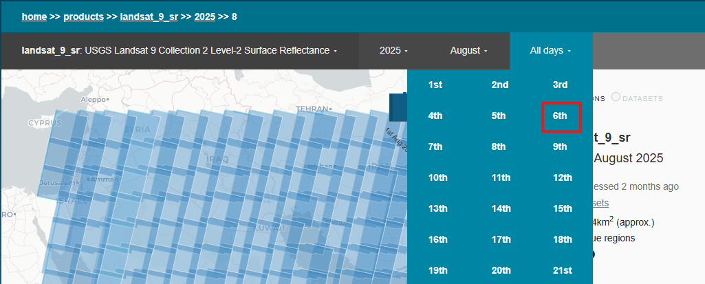Metadata Explorer Landsat 8 2018.