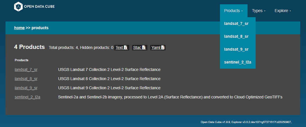 Metadata Explorer Landsat 8.