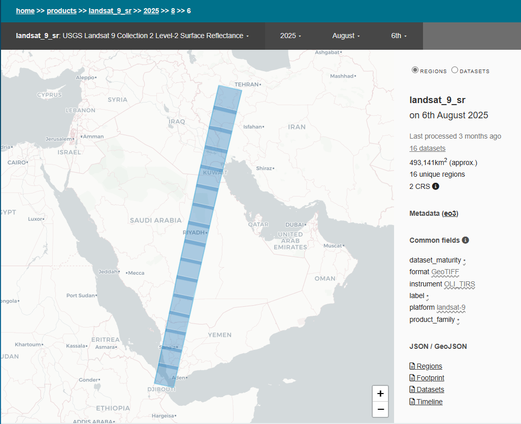 Metadata Explorer Landsat 8 2018.