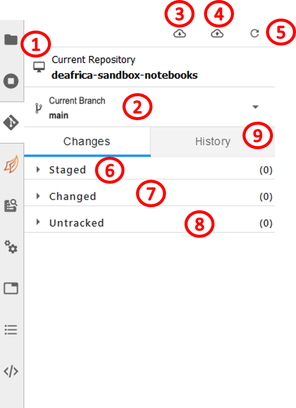 Parts of the Git menu.