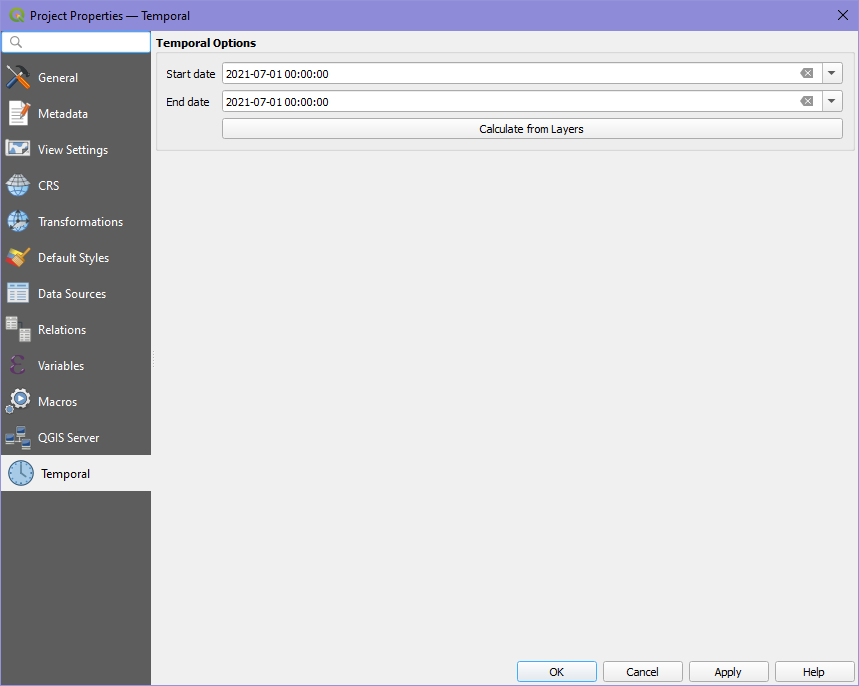 QGIS - Set Project Temporal Range