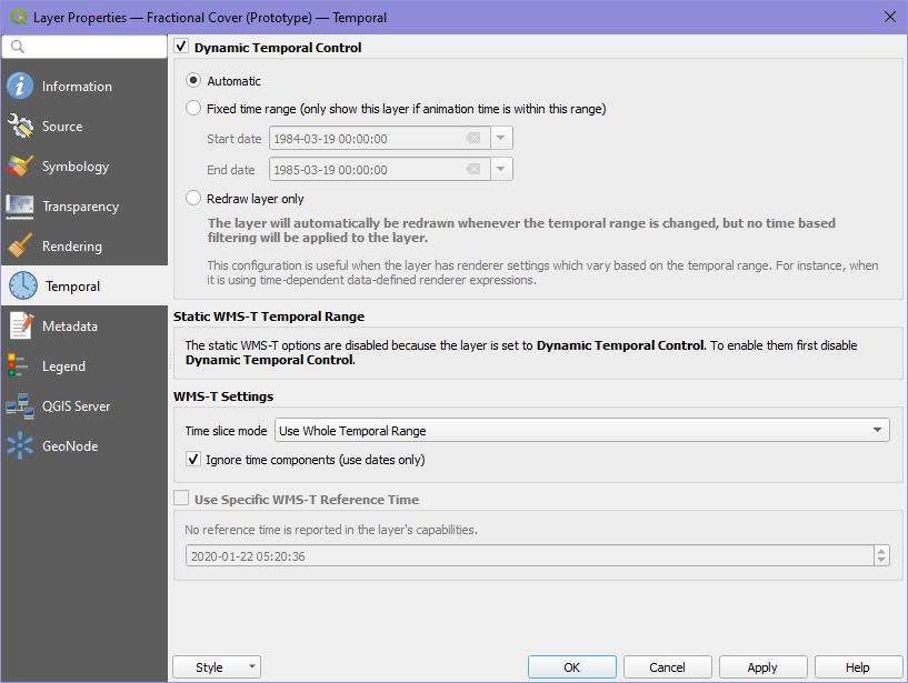 QGIS - WMS-T Settings